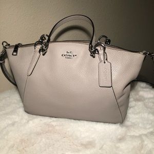 Coach Leather Bone Gray Handbag